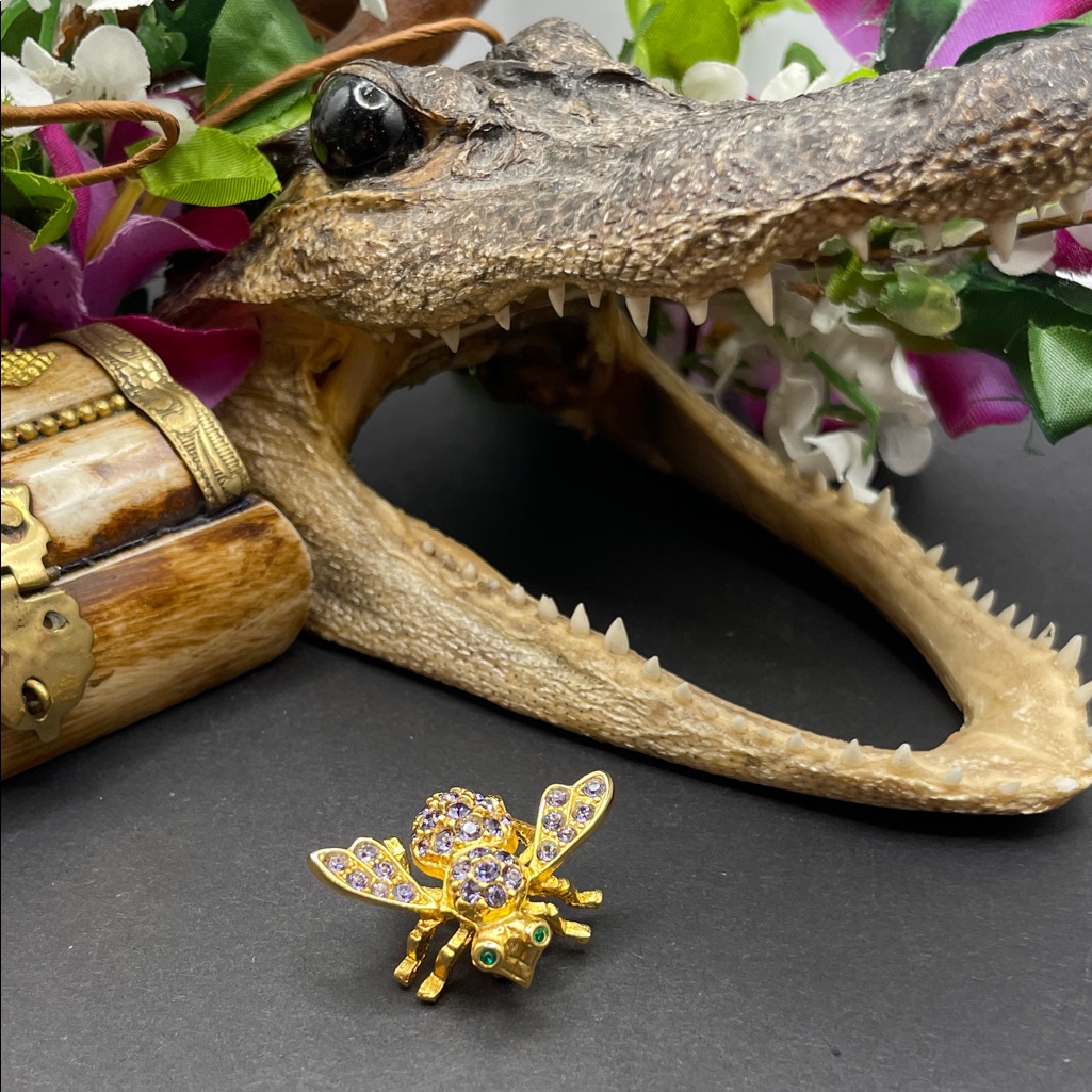 Joan Rivers Purple Rhinestone Bee Brooch Vintage 50$